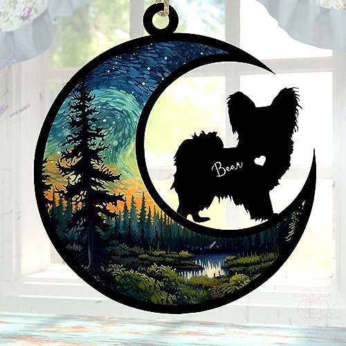 Nazenti Rainbow Bridge Pet Memorial Gifts, Rainbow Bridge Pet Memorial Gifts Suncatcher, Personalized with Name Date Dog Breeds Suncatcher, Pet Memorial Ornament Dog, Best Large Dog Gifts
