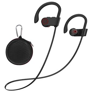 lasuney bluetooth headphones, 13 hrs playtime wireless earbuds ipx7 waterproof earphones with mic type c charging over-ear earbuds with earhooks noise cancelling for sports gym running workout - black