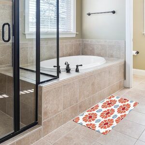 Colorful Blooms Flower Shower Mat Bathtub Mat Non Slip Shower Mats for Showers Anti Slip for Elderly Shower Mat with Suction Cups