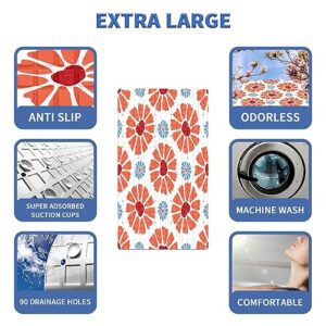 Colorful Blooms Flower Shower Mat Bathtub Mat Non Slip Shower Mats for Showers Anti Slip for Elderly Shower Mat with Suction Cups