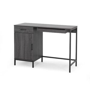 engerio home office desk with storage drawers, computer desk with drawer keyboard tray, 43" writing study desk gaming table, retro industrial office table workstation (dark gray)