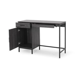 ENGERIO Home Office Desk with Storage Drawers, Computer Desk with Drawer Keyboard Tray, 43" Writing Study Desk Gaming Table, Retro Industrial Office Table Workstation (Dark Gray)