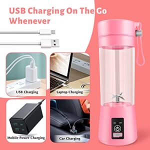 Portable Blender, Personal Blender for Shakes and Smoothies, Blender shake Smoothie for Kitchen Personal Size Blenders with Rechargeable USB, 380Ml Traveling Fruit Veggie Juicer Cup With 6 Blades