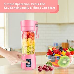 Portable Blender, Personal Blender for Shakes and Smoothies, Blender shake Smoothie for Kitchen Personal Size Blenders with Rechargeable USB, 380Ml Traveling Fruit Veggie Juicer Cup With 6 Blades