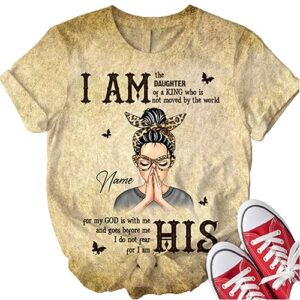 personalized god woman warrior i am the daughter of the king do not fear because i am his 3d t-shirt christian girls women t-shirt inspiration gift for women multi