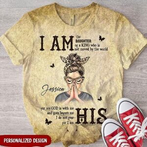 Personalized God Woman Warrior I Am The Daughter of The King Do Not Fear Because I Am His 3D T-Shirt Christian Girls Women T-Shirt Inspiration Gift for Women Multi