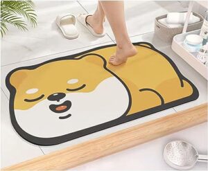 chdgsj absorbable water stone mat - diatomite stone bath mat, quick dry diatomaceous earth bath shower mat, non-slip rubber bathtub floor mat(dog b,30 * 50cm)