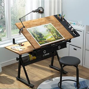 Drafting Desk, Drafting Table, 0-80°Angle Adjustable Drawing Table with ...