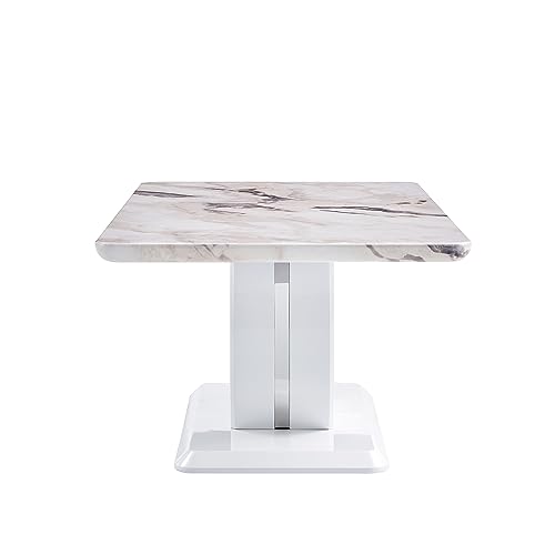 Luxury Imitation Marble Coffee Table, Modern Rectangular Dining Table, Computer Desk Game Desk for Living Room Dining Room Terrace, 47.24''D x 25.59''W X 18.11''H