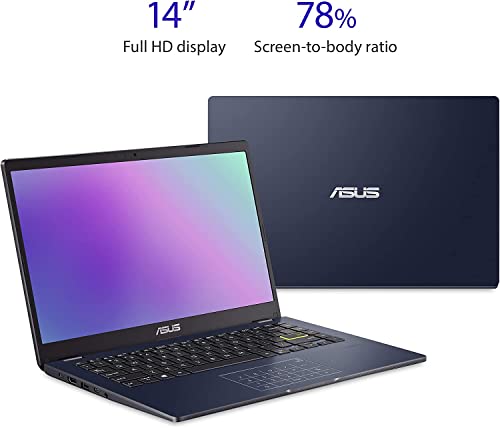 ASUS 14" Ultra Thin FHD PC Laptop, Intel Celeron N4020, 4GB RAM, 128GB, NumberPad, 1 Year Microsoft 365, Windows 11 Home in S Mode, Star Black + Accessories