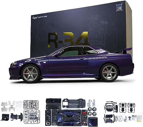 1:8 Rc Drift Car for GTR R34 RTR Remote Control Racing Cars (Purple-Kit-Painted)