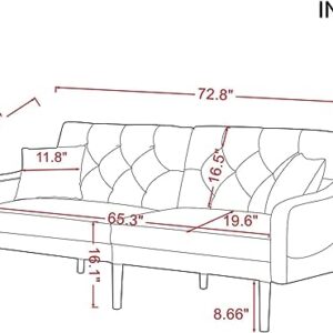 Modern Futon Sofa Loveseat Convertible Sleeper Couch Bed for Small Space Studio Office Living Room Furniture Sets, Twin Daybed Sofabed 2 Seater Sofa & Couch