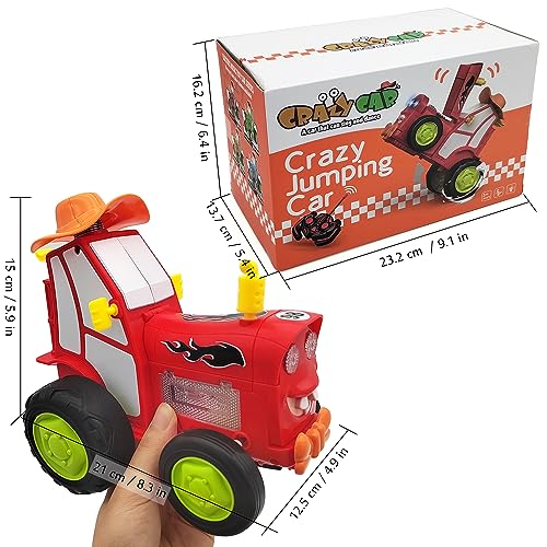 Tipmant Cute Cartoon RC Stunt Car 4CH Radio Remote Control Vehicle Toy Music, Lights Kids Birthday Gifts (Red)