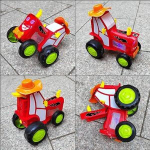 Tipmant Cute Cartoon RC Stunt Car 4CH Radio Remote Control Vehicle Toy Music, Lights Kids Birthday Gifts (Red)