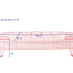 FANYE Modern Futon Sofa Loveseat Convertible Sleeper Couch Bed for Small Space Studio Office Living Room Furniture Sets, Twin Daybed Sofabed 2 Seater Sofa & Couch Love Seats, Grey Linen 66.2"