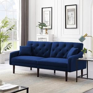 modern futon sofa loveseat convertible sleeper couch bed for small space studio office living room furniture sets, twin daybed sofabed 2 seater sofa & couch