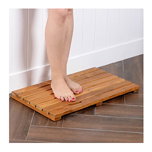 Natural Wooden Shower Mat,Bamboo Bath Mat,Teak Shower Mat,Non Slip Indoor Or Outdoor Shower Mat,Waterproof Mat for Spa, Sauna, Kitchen Or Camp Shower,Customizable,60x80cm/24x31in