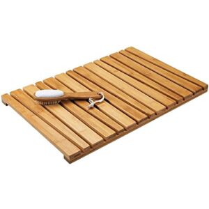 Natural Wood Bath Shower Mat,Bamboo Bath Mat, Anti-Slip Waterproof Floor Mat for Indoor and Outdoor Use Easy Storage, Customizable,30x60cm/12x24in