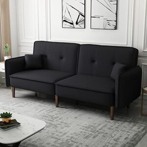 modern futon sofa loveseat convertible sleeper couch bed for small space studio office living room furniture sets, twin daybed sofabed 2 seater sofa & couch