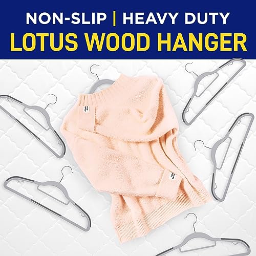 Lifemaster Durable Non-Slip Clothes Hangers - Premium Set of 20 Sturdy Gray Plastic with Smooth 360° Swivel Hooks & Built-in Accessories Hang Coats Jackets and Expensive Garments Stress Free Hanging