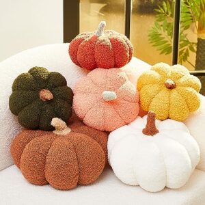 juexica 6 pcs 3 pcs halloween stuffed pumpkin fluffy plush toy 3d shaped decorative thanksgiving pillow soft cute throw kids toddlers babies, 11 inches, 7 inches (retro color)