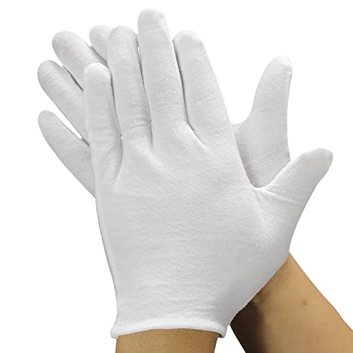 Cotton Gloves Hand Care Work Gloves Lint Free Gloves, Extra Large, White 5 Pairs