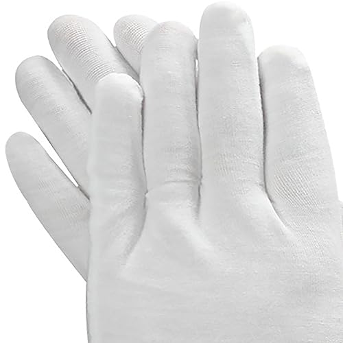 Cotton Gloves Hand Care Work Gloves Lint Free Gloves, Extra Large, White 5 Pairs