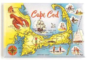 greetings from cape cod massachusetts fridge magnet (lobster and map) (2 x 3 inches)