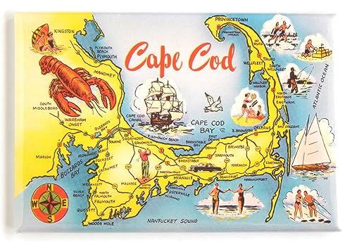 Greetings from Cape Cod Massachusetts Fridge Magnet (Lobster and map) (2 x 3 inches)