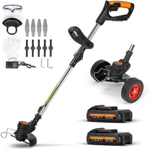 cordless weed eater weed wacker,3-in-1 lightweight push lawn mower & edger tool with 3 types blades,21v 2ah li-ion battery powered for garden and yard (black)