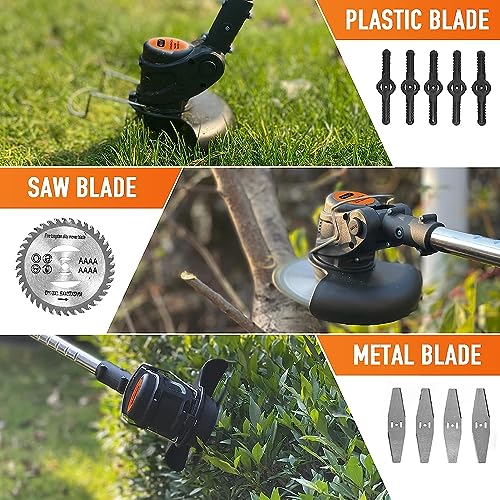 Cordless Weed Eater Weed Wacker,3-in-1 Lightweight Push Lawn Mower & Edger Tool with 3 Types Blades,21V 2Ah Li-Ion Battery Powered for Garden and Yard (Black)