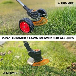 Cordless Weed Eater Weed Wacker,3-in-1 Lightweight Push Lawn Mower & Edger Tool with 3 Types Blades,21V 2Ah Li-Ion Battery Powered for Garden and Yard (Black)