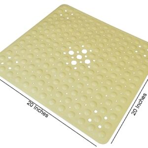 Essential Medical Supply Shower Mat in 20in x 20in with Drain Holes for Easy Use in Cream, Includes 2 Mats Per Package