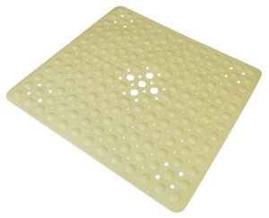 essential medical supply shower mat in 20in x 20in with drain holes for easy use in cream, includes 2 mats per package