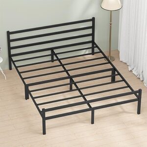 musen king bed frame with headboard-durable metal bed frame, noise free platform bed with storage, anti-slip king size bed frame, king bed frame easy assembly, no box spring needed