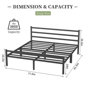 Musen King Bed Frame with Headboard-Durable Metal Bed Frame, Noise Free Platform Bed with Storage, Anti-Slip King Size Bed Frame, King Bed Frame Easy Assembly, No Box Spring Needed