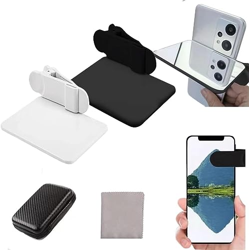 2023 Sky Mirror, Smartphone Shooting Srops, Reflection Shooting Mirror Reflection Clip Kit, Travel Photography High-Definition Lens Glass, Adjustable Mobile Camera Reflection Clip Kit (White+Black)