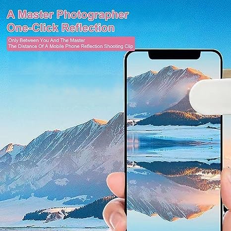 2023 Sky Mirror, Smartphone Shooting Srops, Reflection Shooting Mirror Reflection Clip Kit, Travel Photography High-Definition Lens Glass, Adjustable Mobile Camera Reflection Clip Kit (White+Black)