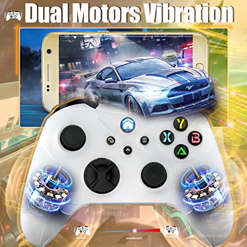 Dinosoo Wireless Controller for Xbox Series X/S/Xbox One/Xbox One S/One X, Compatible with Android/PC Windows 10/11, Built-in Dual Vibration TURBO Function 3.5mm Headphone Jack Macro Function White