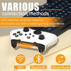 Dinosoo Wireless Controller for Xbox Series X/S/Xbox One/Xbox One S/One X, Compatible with Android/PC Windows 10/11, Built-in Dual Vibration TURBO Function 3.5mm Headphone Jack Macro Function White