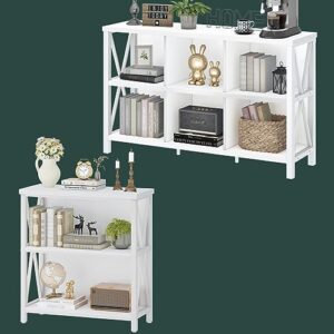 fatorri 6 cube storage organizer bookshelf and small bookcase for home office (white oak)