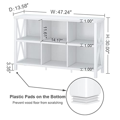 FATORRI 6 Cube Storage Organizer Bookshelf and Small Bookcase for Home Office (White Oak)