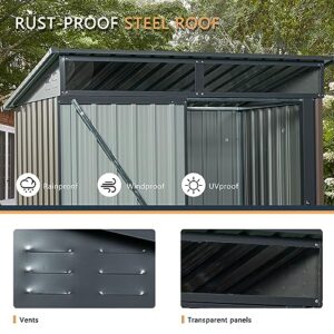 5x3ft Outdoor Storage Shed, Metal Garden Shed for Garbage Can, Tool, Outside Sheds & Outdoor Storage Galvanized Steel with Lockable Door for Backyard, Patio, Lawn(Brown)