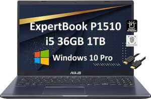 asus expertbook p1 p1510 15.6" fhd (intel 4-core i5-1035g1, 36gb ram, 1tb pcie ssd, full hd ips) business laptop, backlit keyboard, fingerprint reader, type-c, win 10 pro/win 11 pro - 2023