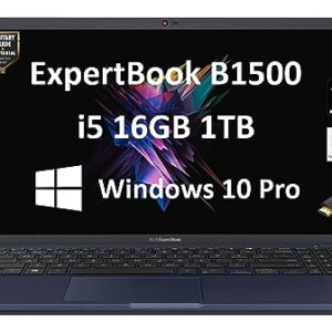 ASUS ExpertBook B1 B1500 15.6" FHD (Intel 4-Core i5-1135G7, 16GB RAM, 1TB PCIe SSD, Military Grade Durable) Business Laptop, Fingerprint, Backlit, 3-Year Warranty, IST HDMI, Win 10/11 Pro