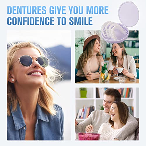 Fake Teeth, 2 PCS Dentures Teeth for Women and Men, Dental Veneers for Temporary Teeth Restoration, Nature and Comfortable, Protect Your Teeth and Regain Confident Smile