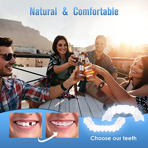 Fake Teeth, 2 PCS Dentures Teeth for Women and Men, Dental Veneers for Temporary Teeth Restoration, Nature and Comfortable, Protect Your Teeth and Regain Confident Smile