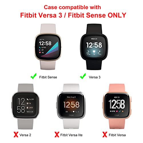Vanjua Compatible with Fitbit Versa 3 Screen Protector Case, [3 Pack] Soft TPU Bumper Full Around Protective Cover for Fitbit Versa 3 & Fitbit Sense Smartwatch Accessories (Gold+Gray+Clear)