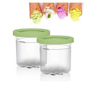 evanem 2/4/6pcs creami containers, for ninja cremini extra pints,16 oz creami deluxe pints reusable,leaf-proof compatible nc301 nc300 nc299amz series ice cream maker,green-2pcs