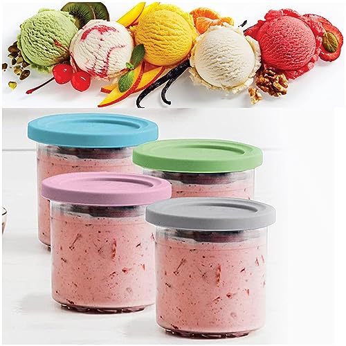 VRINO Creami Containers, for Ninja Creamy Pints and Lids,16 OZ Ice Cream Containers Airtight and Leaf-Proof Compatible NC301 NC300 NC299AMZ Series Ice Cream Maker